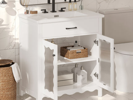 Modern Bathroom Vanity With Tempered Glass Doors