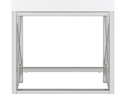 Hamlin - Makeup Vanity Table With Lighted Mirror And Padded Stool - White