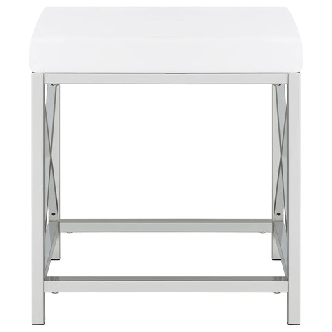 Hamlin - Makeup Vanity Table With Lighted Mirror And Padded Stool - White