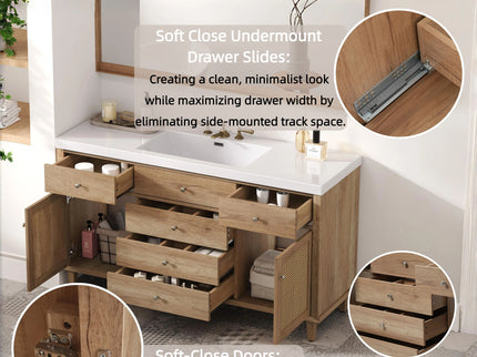 Modern Bathroom Vanity With Sink, Soft Close Drawers