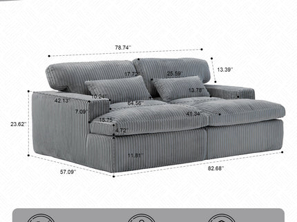 Double Chaise Lounge Chair, Oversized Upholstered Sleeper Cloud Couch
