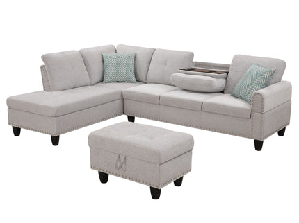 Alger - Left Hand Facing Sofa & Chaise With Ottoman