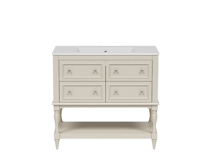 Bathroom Vanity With Medicine Cabinet, Storage Cabinet With 4 Drawers, Adjustable Shelf Mirror