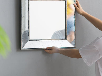 Distressed Accent Mirror, Traditional Style Framed Wall Mirror For Living Room