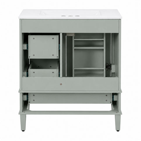 Bathroom Vanity With Sink, Soft Closing Door And Drawers - Light Green