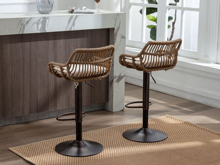 Modern Swivel Bar Stools Adjustable Counter Chairs With Footrest (Set of 2)