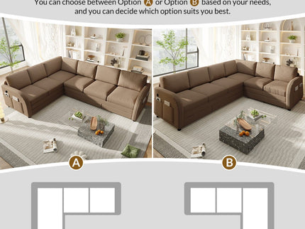 L-Shaped Couch With Pull-Out Bed, Convertible Sleeper Sofa With Side Pocket & USB Port