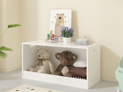 Open Toy Storage Box For Kids, Organizer Bin For Plush Toys, Books - White