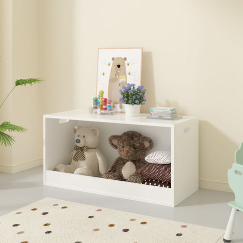 Open Toy Storage Box For Kids, Organizer Bin For Plush Toys, Books - White