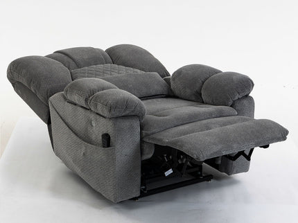 Ultra Wide Electric Lounge Chair With Hot Massage Heating And Auxiliary Standing Function, For Living Room - Gray