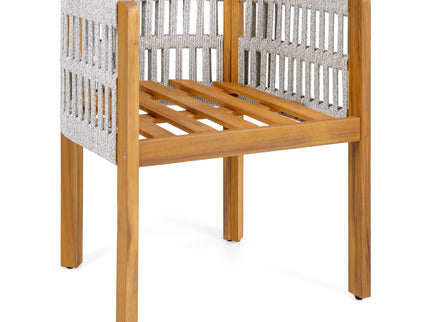 7 Piece Outdoor Dining Set With Table And Chairs - Beige / Teak / White