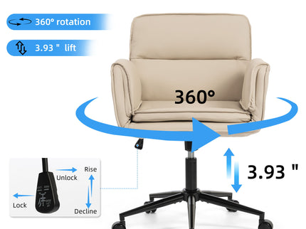 Criss Cross Swivel Desk Chair With Adjustable Armrests & Wheels For Home Office