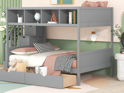 Bunk Bed With Shelfs, Storage Staircase And 2 Drawers