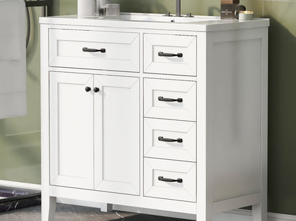 Modern Bathroom Vanity With Sink, Freestanding Design With Drawers And Doors