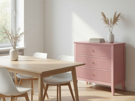 Fluted 3 Drawer Nightstand With Soft Close Slides