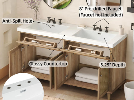 Bathroom Vanity With Double Sink, Large Storage Space