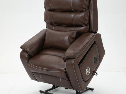 180 Degree Recliner Chair With Wireless Charging, Lumbar Support, And Dual Motor Lift - Brown