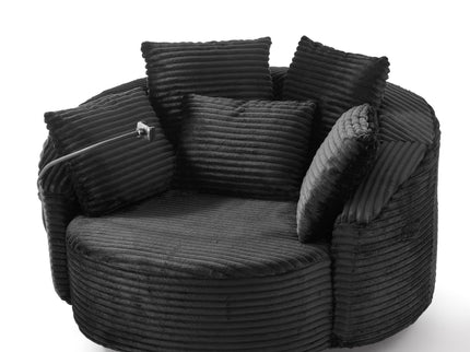 Swivel Accent Barrel Chair With Adjustable Phone Holder, 5 Pillows For Living Room