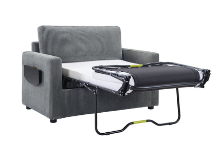 Sleeper Sofa With Foldable Mattress, USB Ports, Side Table & Storage Pocket