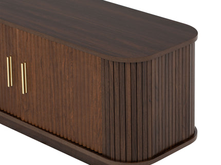 70" TV Stand With Ample Storage, Refined Curved Corners - Dark Brown