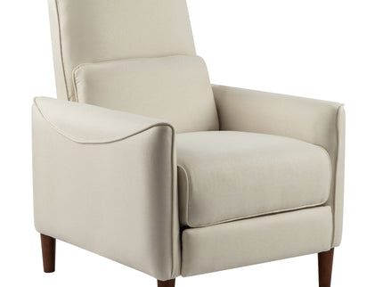 Upholstered Push Recliner Chair With Rubber Wood Legs For Living Room