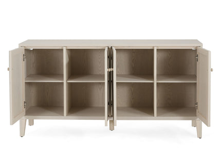 Wood Sideboard With Adjustable Shelves And Storage Cabinet - White Washed