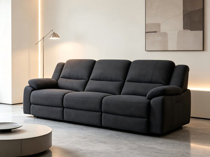 3 Seat Manual Reclining Sofa With Deep Recline - Black