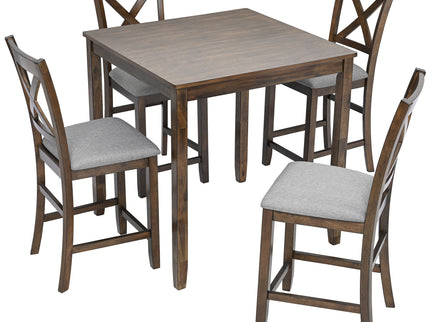 5 Piece Dining Table Set, Wooden Dining Square Table Set For 4
