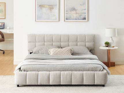 Modern Platform Bed Frame With Thick Fabric