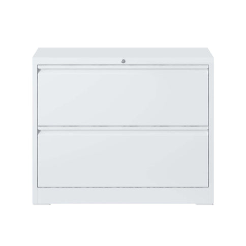 Lateral File Cabinet 2 Drawer, Locking File Cabinet With Anti Tip Interlock, Heavy Duty Storage For Letter / Legal / A4 Files - White