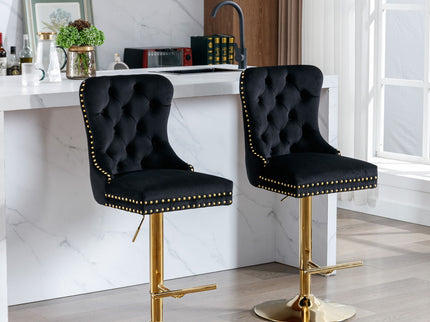 Thick Swivel Barstools Adjusatble Seat Height From 25-33", Modern Upholstered Bar Stools With Backs Comfortable Tufted For Home Pub And Kitchen Island (Set of 2)