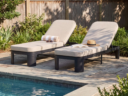 Outdoor Chaise Lounge With Cushion, 5 Position Adjustable Backrest