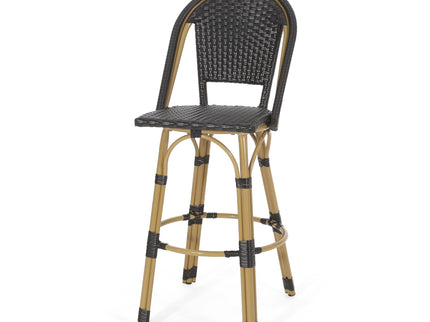 Outdoor Rattan And Aluminum French Barstools (Set of 2)
