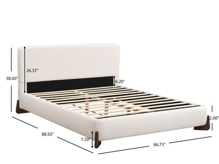 Queen Size Elegant Terry Upholstered Bed - White