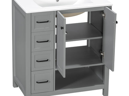 Bathroom Vanity With Sink Top, Bathroom Vanity Cabinet With 2 Doors And 2 Drawers, Open Shelf