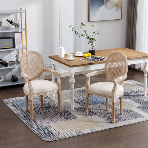 Upholstered Dining Armchair (Set of 2) - Beige