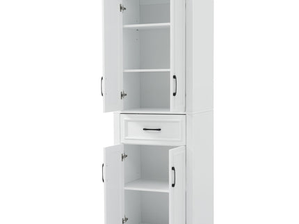 Freestanding Bathroom Vanity, Elegant Design With 4 Doors & 1 Drawer, Adjustable Shelves, Damping Hinges - White