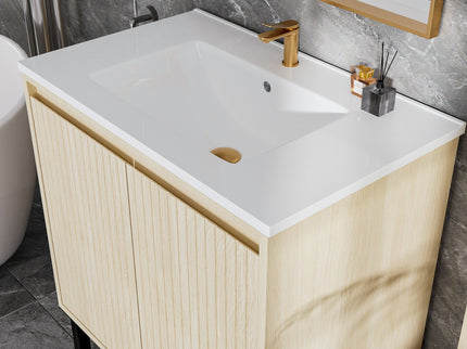 Bathroom Vanity With Ceramic Sink, Floor-Standing Design, Soft-Closing Drawers