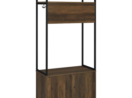 Flora - 2 Door Coat Rack Hall Tree Storage Bench And Multi Functional Storage - Natural