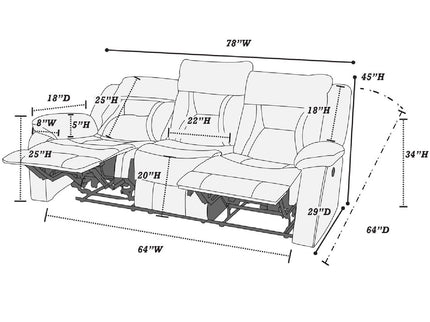 Modern Reclining Sofa With Pillow Arms And Headrest