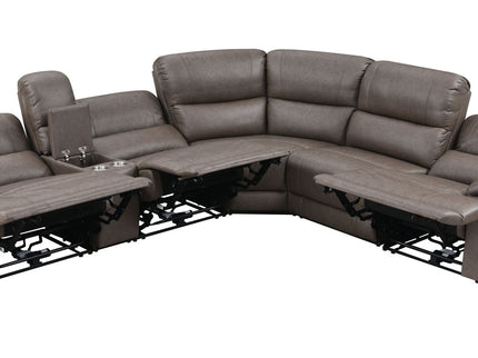 Kantu - Synthetic Leather Motion Sectional Sofa - Brown