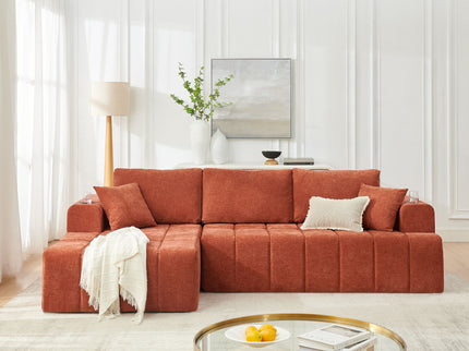 L - Shaped Sectional Sofa With Cup Holders & Side Pockets