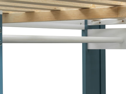 Loft Bed With Built In Storage Shelves, Clothes Rail, And Desk