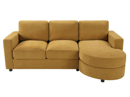 Modern L-Shaped Sectional Sofa With Curved Chaise, USB Ports, And Side Storage Pockets