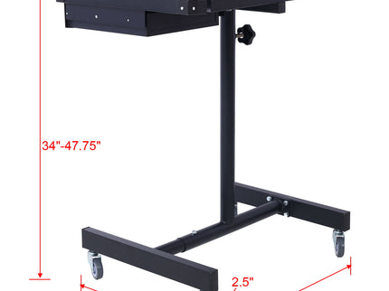 Adjustable Tear Down Work Table With Drawer For Garages, Repair Shops, And Diy, Portable, (4) 2.5" Swivel Casters, 220 Pound Capacity, Rubber Corners, Heavy Duty Steel