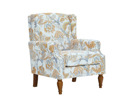 Accent Chair With Floral Upholstery And Nailhead Trim
