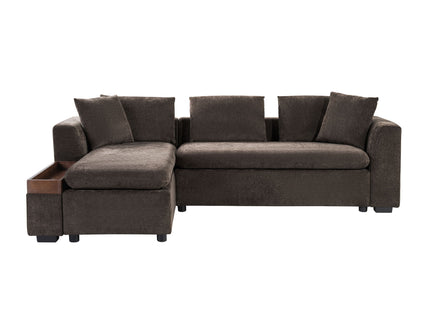 Modern L Shaped Sectional Sofa With Upholstery And Wooden Storage