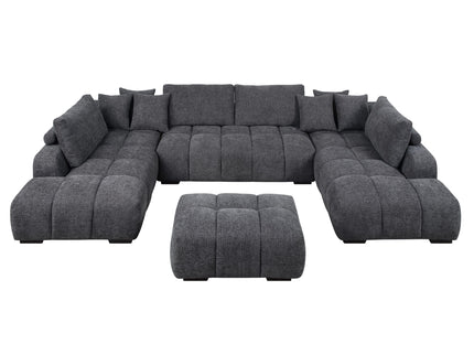 Chosen - Sectional Sofa With Toss Pillows With 2 Chaises With Ottoman - Gray