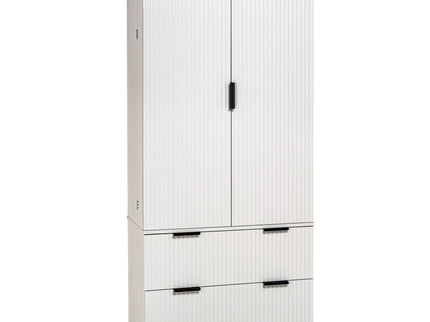 Fluted Kitchen Pantry Cabinet With 2 Large Drawers & 8 Door Spice Rack
