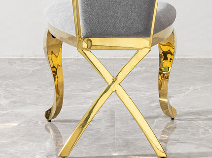 Gorgeous Streamlined High Back Fabric Stainless Steel Dining Chair (Set of 2) - Gold / Gray